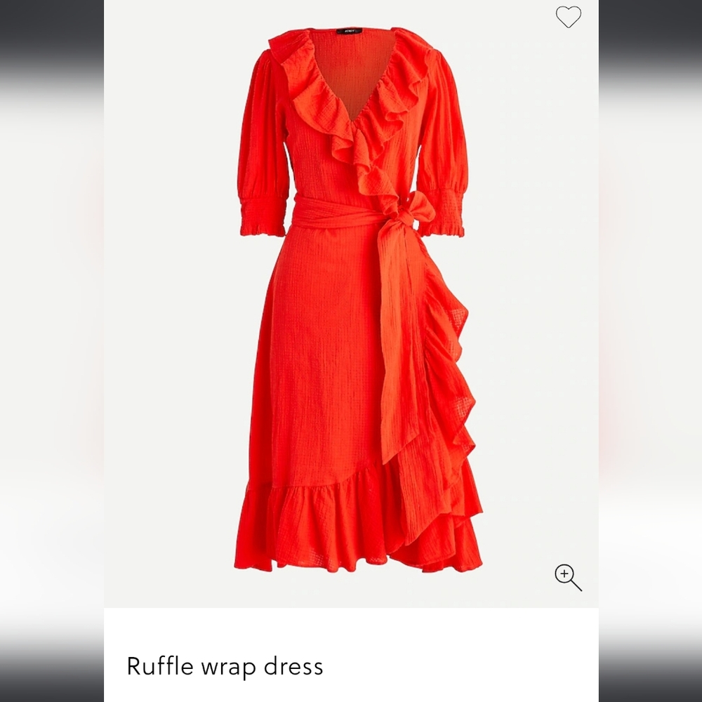Red Orange Asymmetrical Ruffled Sundress with Puff Sleeves